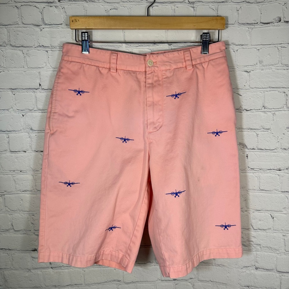 Vineyard Vines Mens Pink Embroidered Airplane Cotton Twill Shorts Size 32